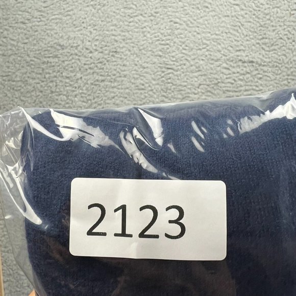 Payton Colorblock Navy Blue Green Viscose Blend Sweater Side Slits Size Medium - Picture 7 of 7